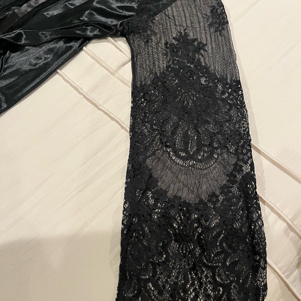 Black Lace and Satin Robe